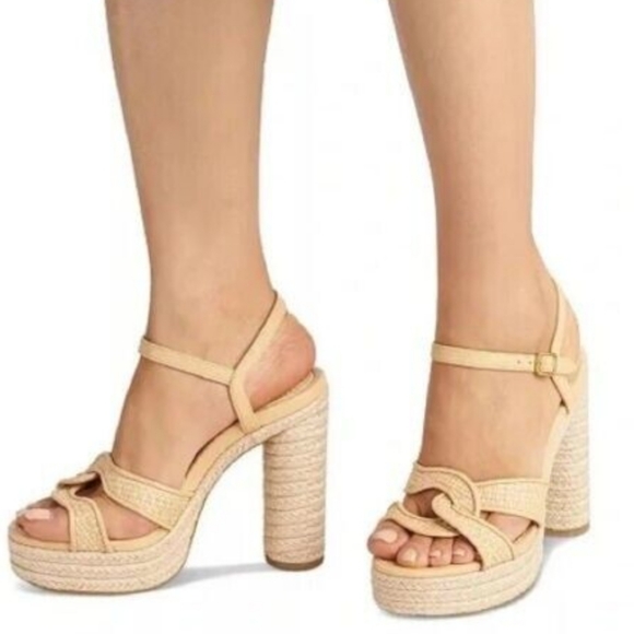 Coach Talina Natural Platform Espadrille Raffia Sandals Shoes    NEW w/ BOX 7.5B - Picture 2 of 5